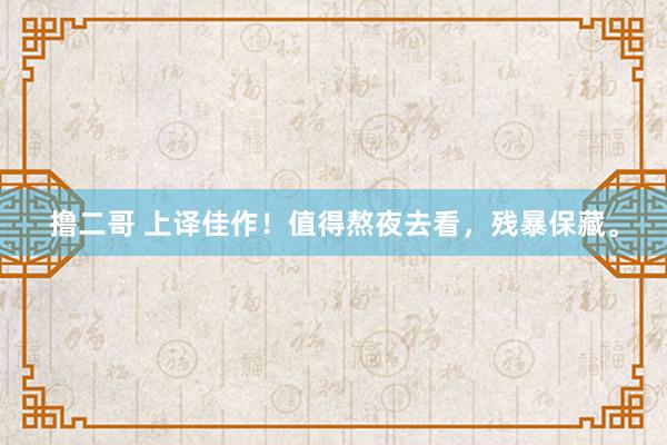撸二哥 上译佳作！值得熬夜去看，残暴保藏。